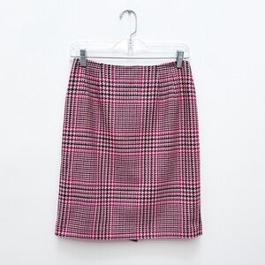 Talbots Pink Plaid Wool Pencil Skirt
